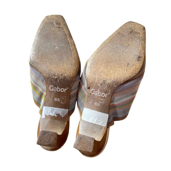 Gabor VTG Multicolour Pastel Woven Open Backed Low Block Heel Mules Shoes - Picture 4 of 13